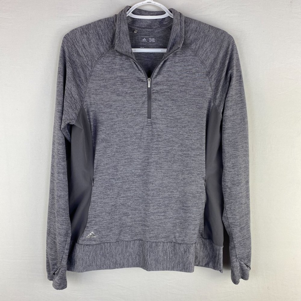 Adidas Golf Womens Size Medium Grey Quarter Zip Long Sleeve Pullover